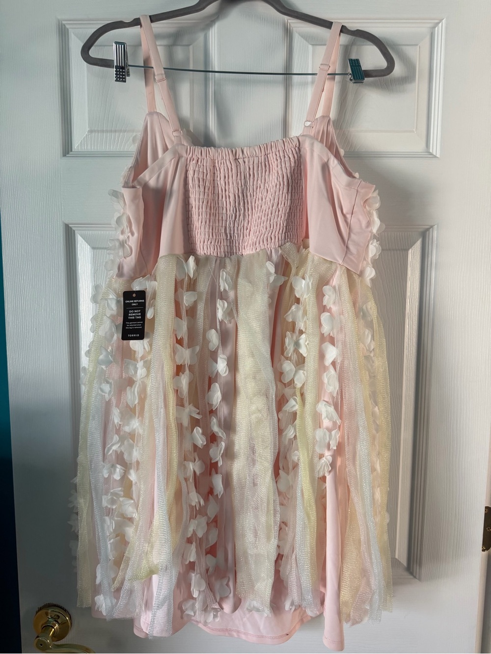 torrid Pale Pink & Cream butterfly Appliqué Party Dress - Picture 2 of 3